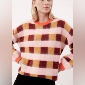 FRNCH Malorine Sweater – Rose/Pink Checkered Pattern